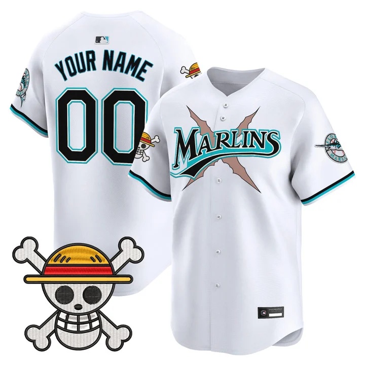 Miami Marlins x One Piece Vapor Premier Limited Custom Jersey WHITE