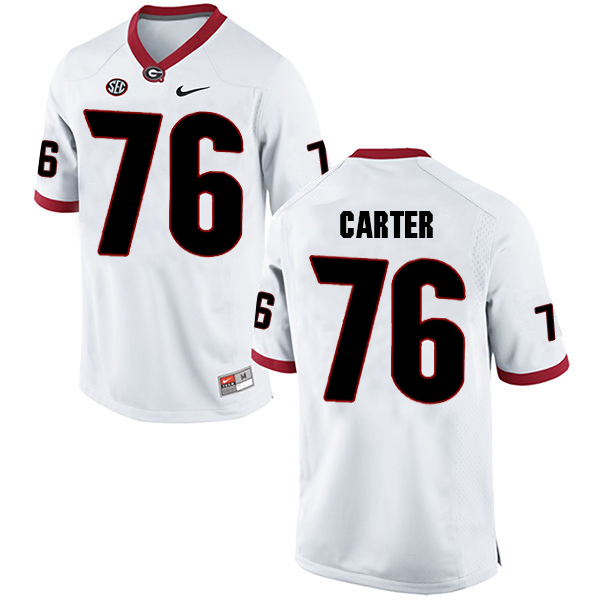 Michail Carter Georgia Bulldogs Men's Jersey - #76 NCAA White Limited Away