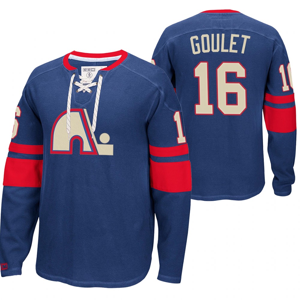 Michel Goulet Quebec Nordiques Heritage Blue Jersey Hoodie Pullover