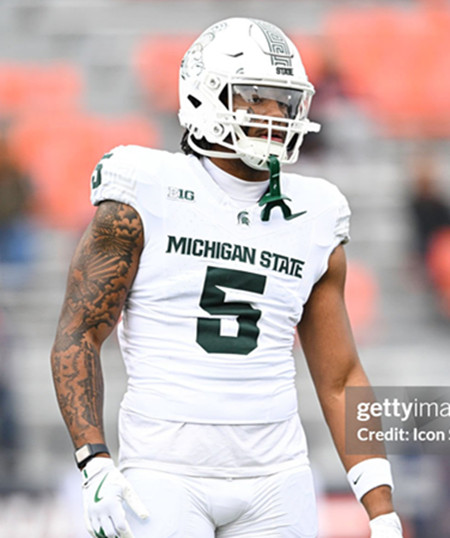 Michigan State Spartans #5 Jordan Hall 2025 White Football Game Jersey 