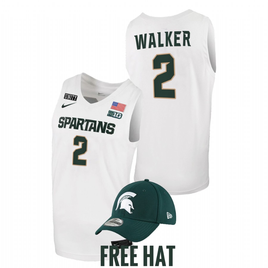Michigan State Spartans Tyson Walker College Basketball White Free Hat Jersey