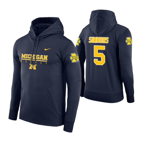Michigan Wolverines #5 Jaaron Simmons Men's Navy College Basketball Hoodie
