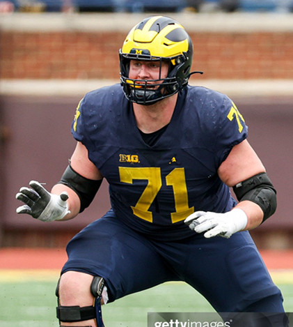 Michigan Wolverines #71 Evan Link Navy Football Game Jersey 
