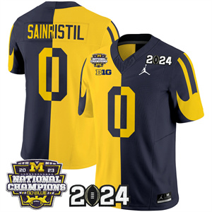 Michigan Wolverines 2024 CFP & National Champions Patch Vapor Limited Football Jersey - All Stitched #0 MIKE SAINRISTIL