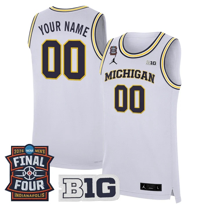 Michigan Wolverines 2026 Final Four Patch Custom Basketball Jersey WHITE
