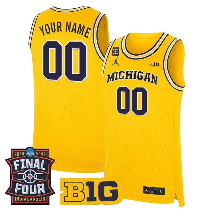 Michigan Wolverines 2026 Final Four Patch Custom Basketball Jersey yellow