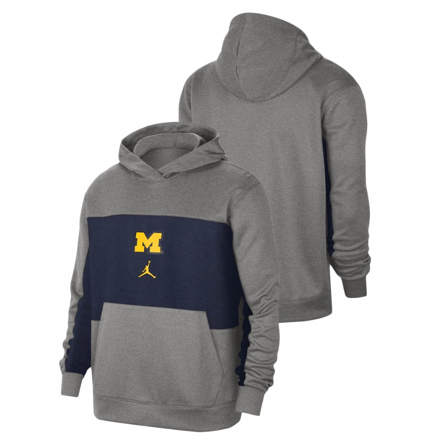 Michigan Wolverines Basketball Spotlight Pullover Men's Gray Hoodie