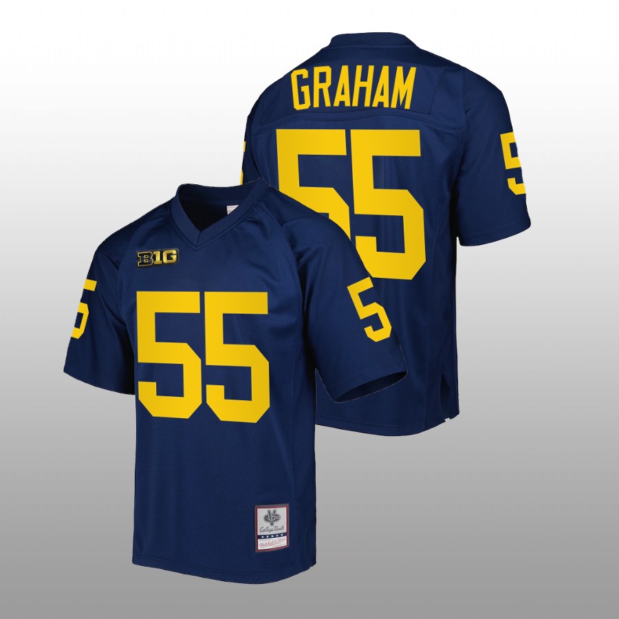 Michigan Wolverines Brandon Graham Authentic Football Navy Jersey Mitchell Ness