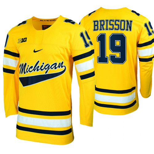 Michigan Wolverines Brendan Brisson Replica College Hockey Jersey Maize