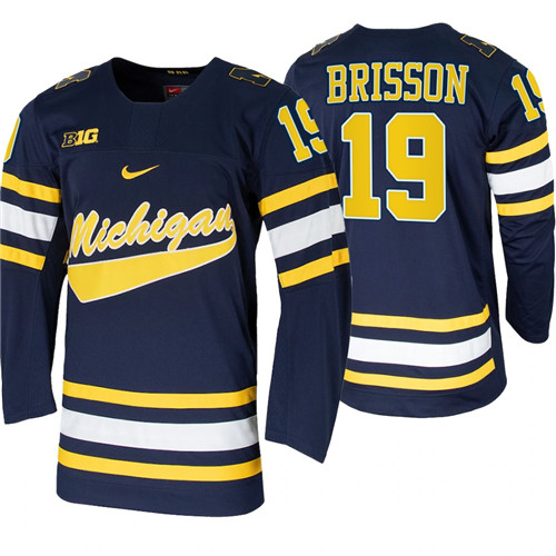 Michigan Wolverines Brendan Brisson Replica College Hockey Jersey Navy