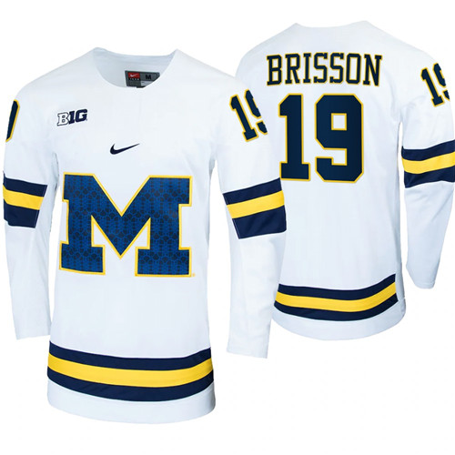 Michigan Wolverines Brendan Brisson Replica College Hockey Jersey White