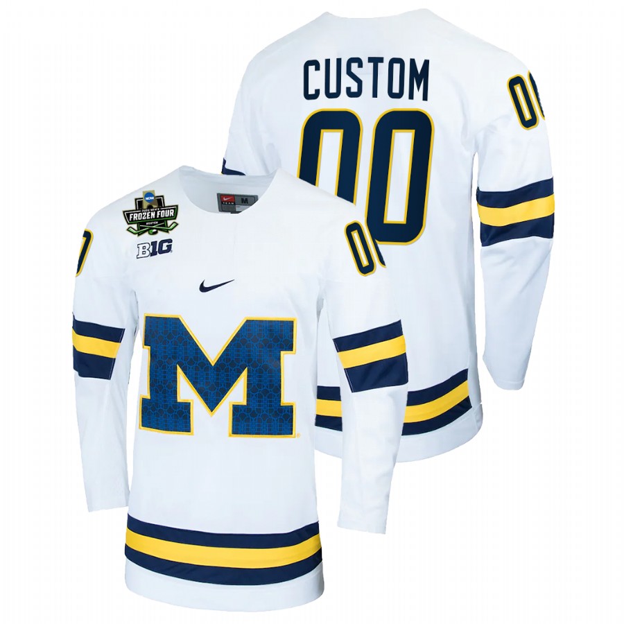 Michigan Wolverines Custom 2022 Frozen Four White Jersey
