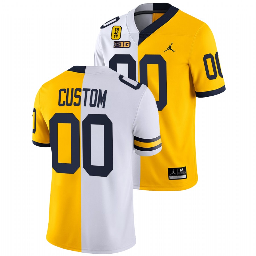Michigan Wolverines Custom TM 42 Patch White Maize Jersey Split Limited Edition 