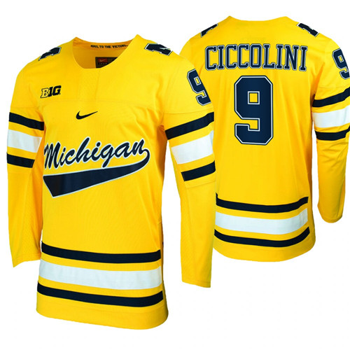 Michigan Wolverines Eric Ciccolini Replica College Hockey Jersey Maize