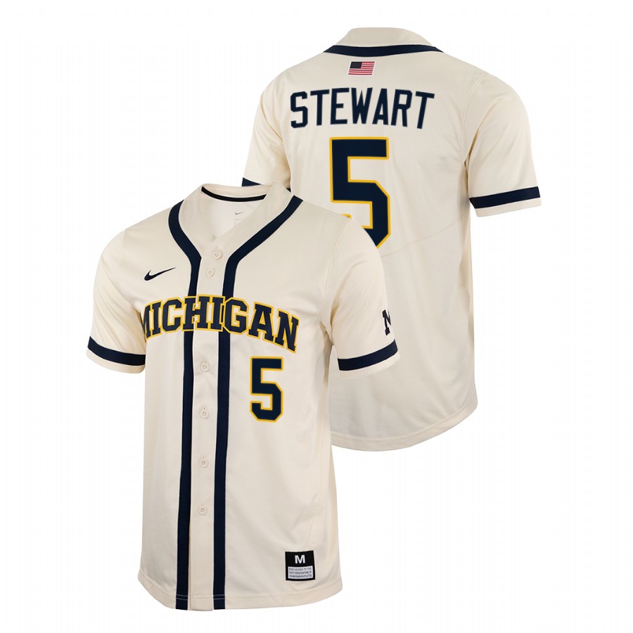 Michigan Wolverines Joe Stewart Men White College Baseball Full-Button Jersey 