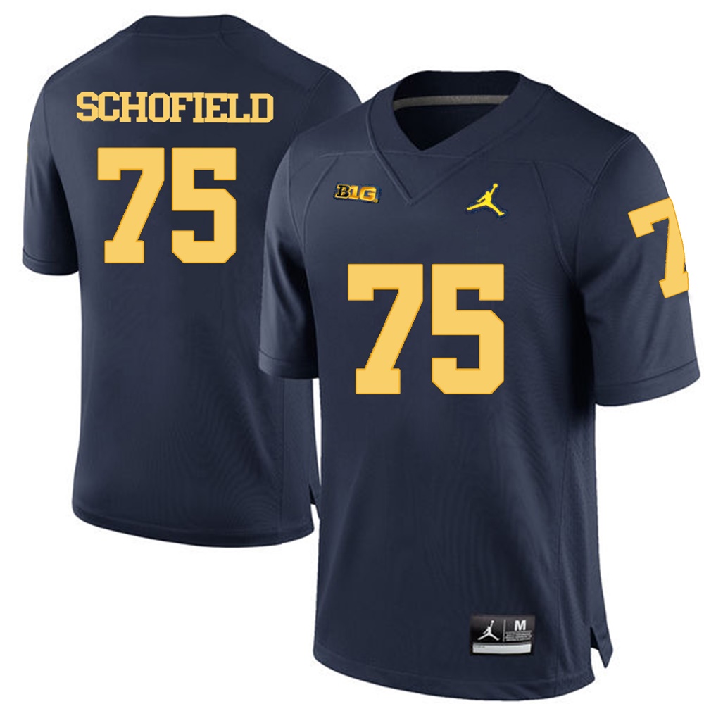Michigan Wolverines Navy Blue Michael Schofield Football Jersey