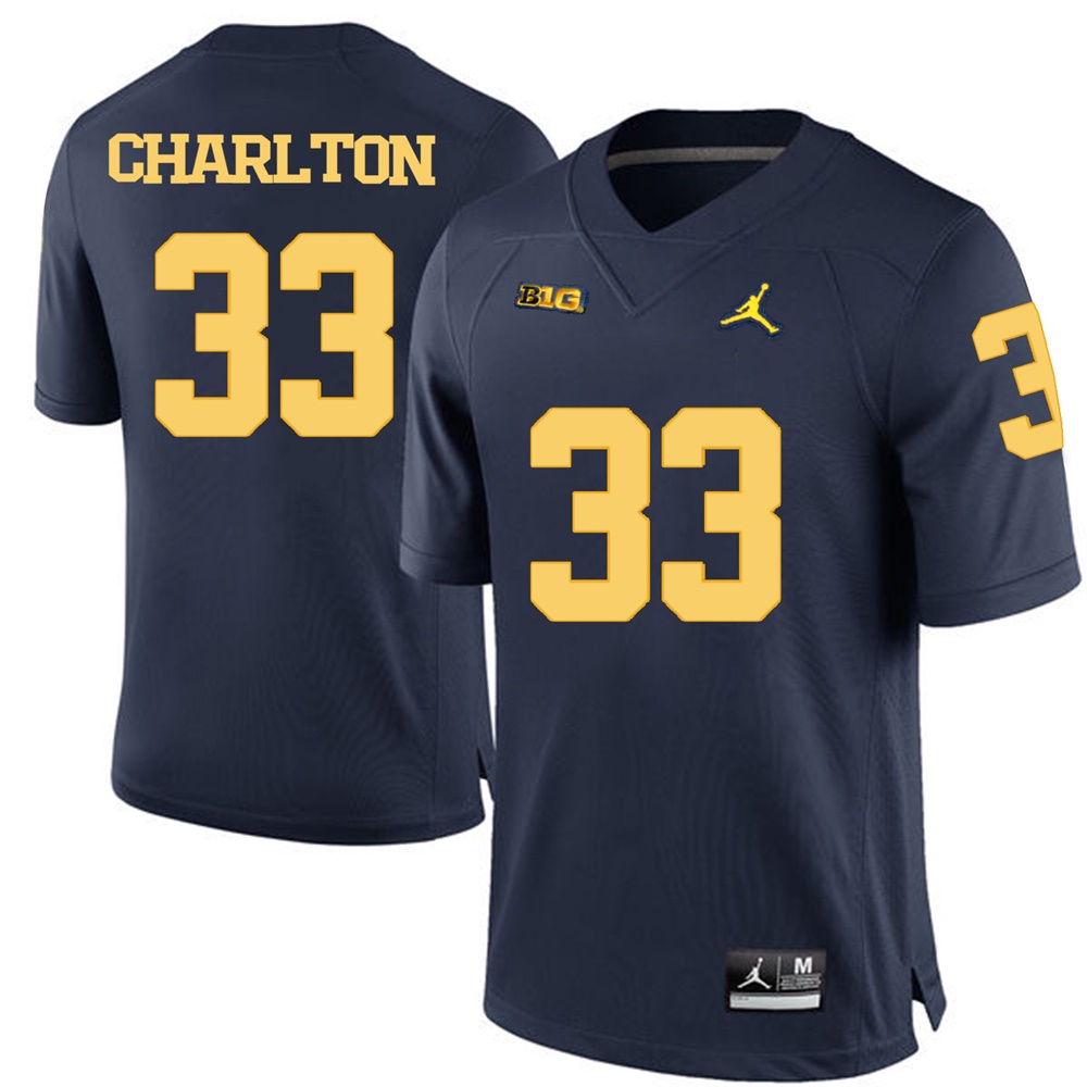 Michigan Wolverines Navy Blue Taco Charlton Football Jersey
