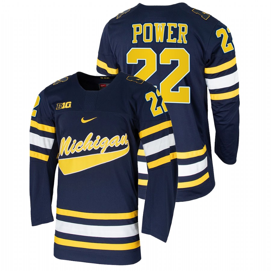 Michigan Wolverines Owen Power College Hockey Replica Jersey Navy
