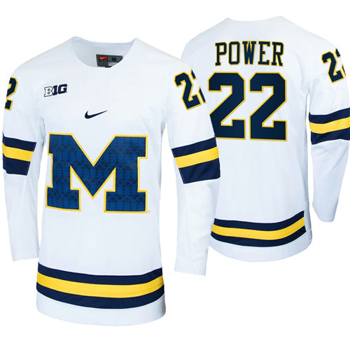Michigan Wolverines Owen Power Replica College Hockey Jersey White