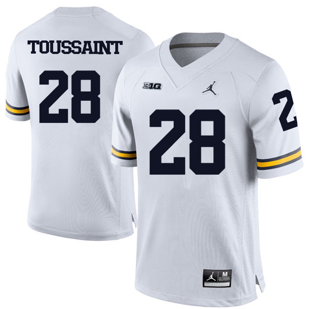Michigan Wolverines White Fitzgerald Toussaint Football Jersey