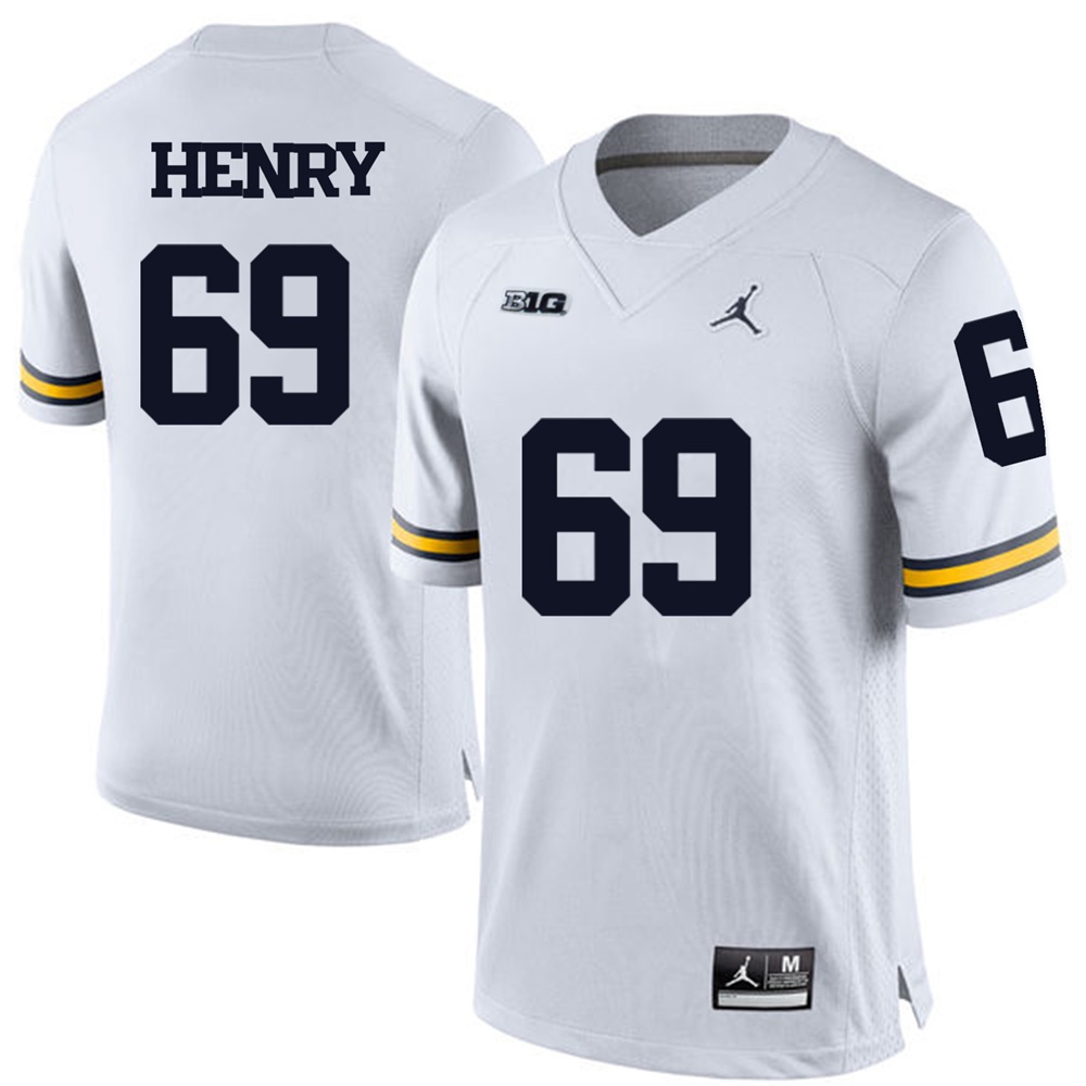 Michigan Wolverines White Willie Henry Football Jersey