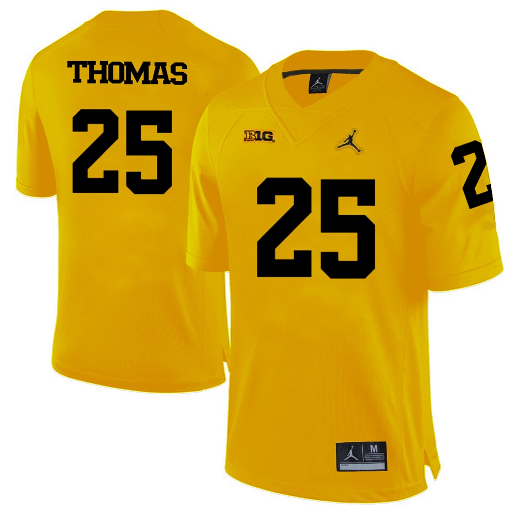 Michigan Wolverines Yellow Dymonte Thomas Football Jersey