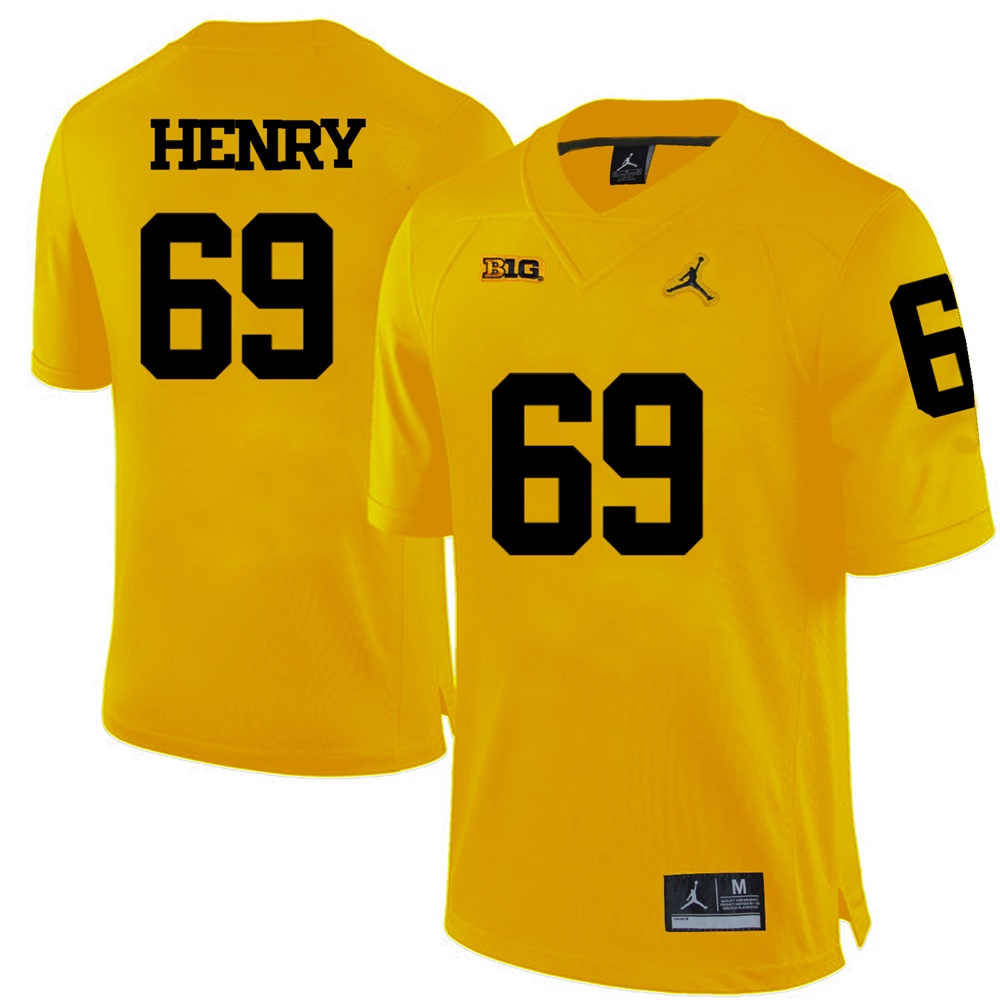 Michigan Wolverines Yellow Willie Henry Football Jersey