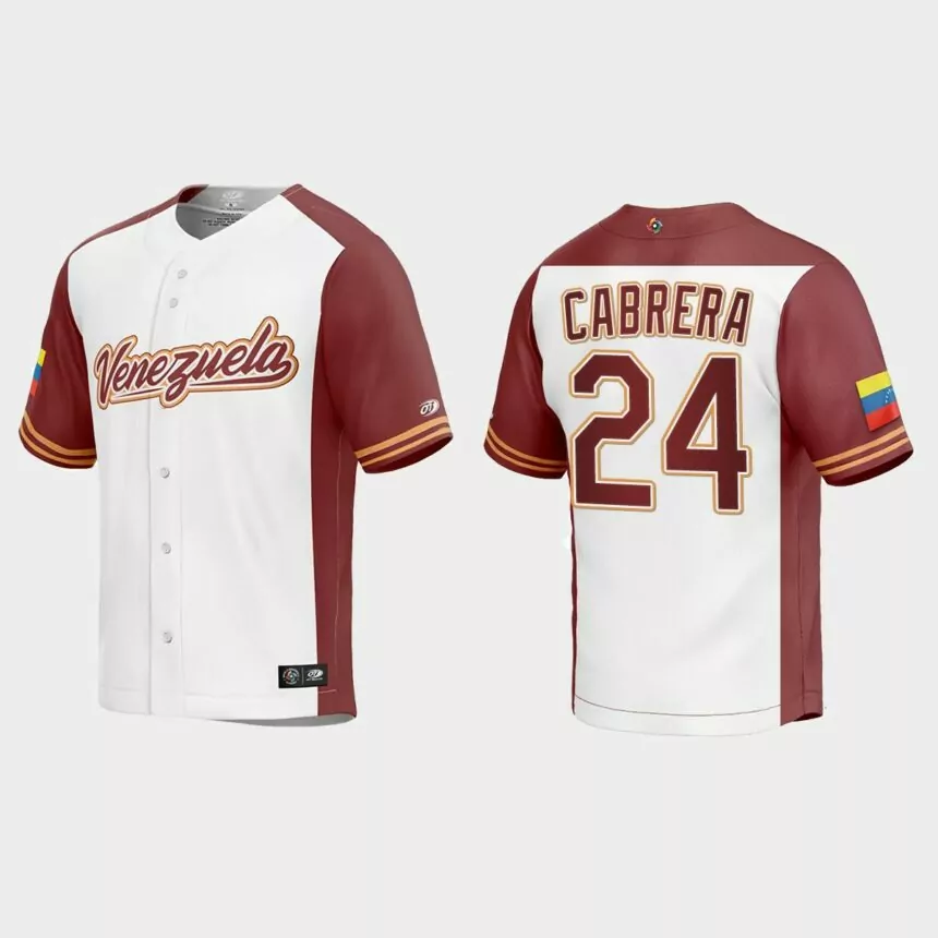 Miguel Cabrera Venezuela Baseball 2023 World Baseball Classic Replica Jersey – White