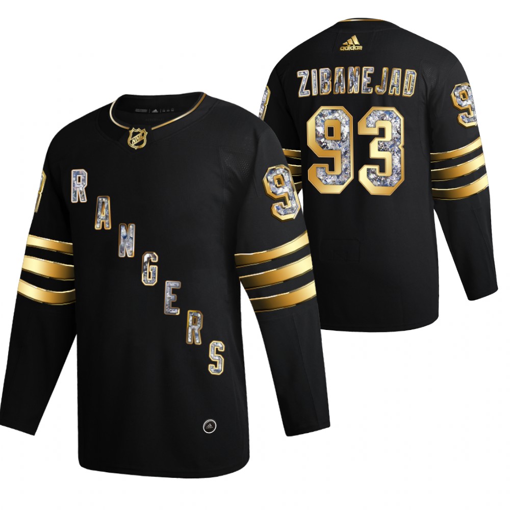 Mika Zibanejad Rangers #93 Black Diamond Edition 2022 Stanley Cup Playoffs Jersey