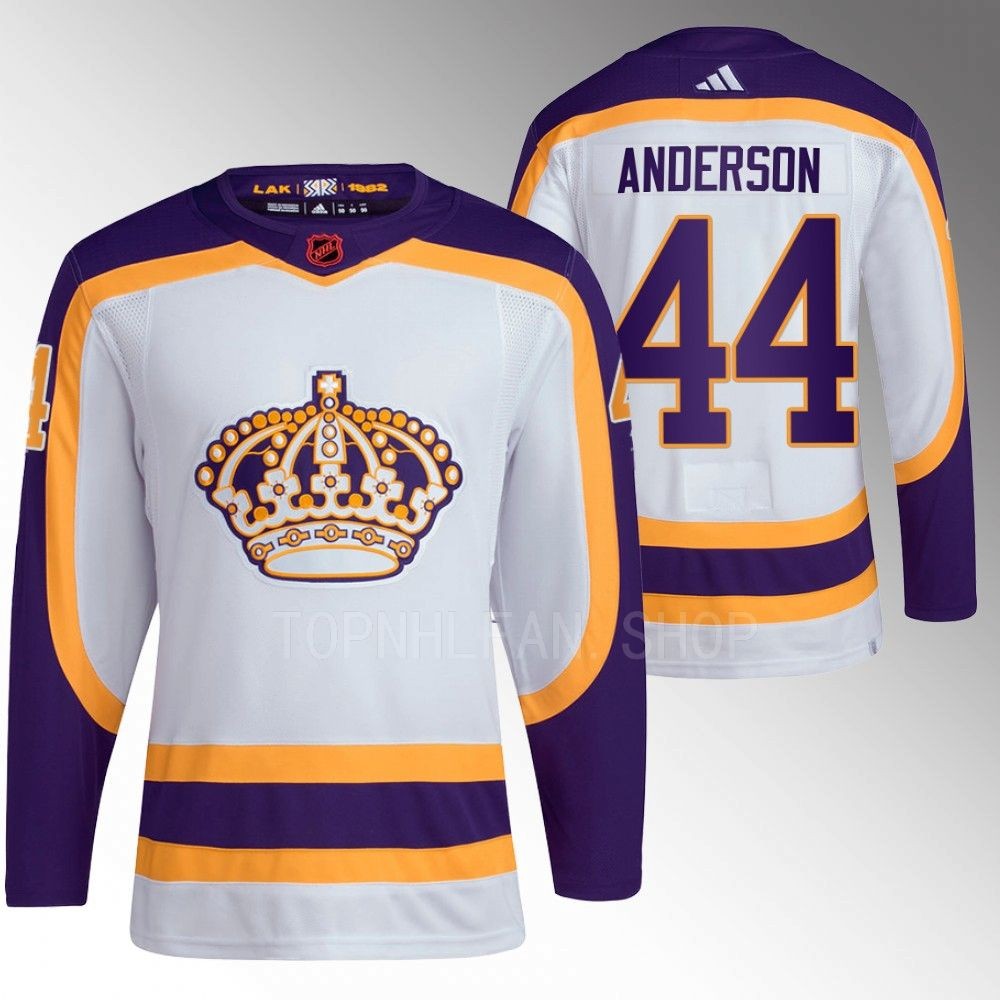 Mikey Anderson 2022 Los Angeles Kings White Reverse Retro 2.0 Authentic Primegreen Jersey