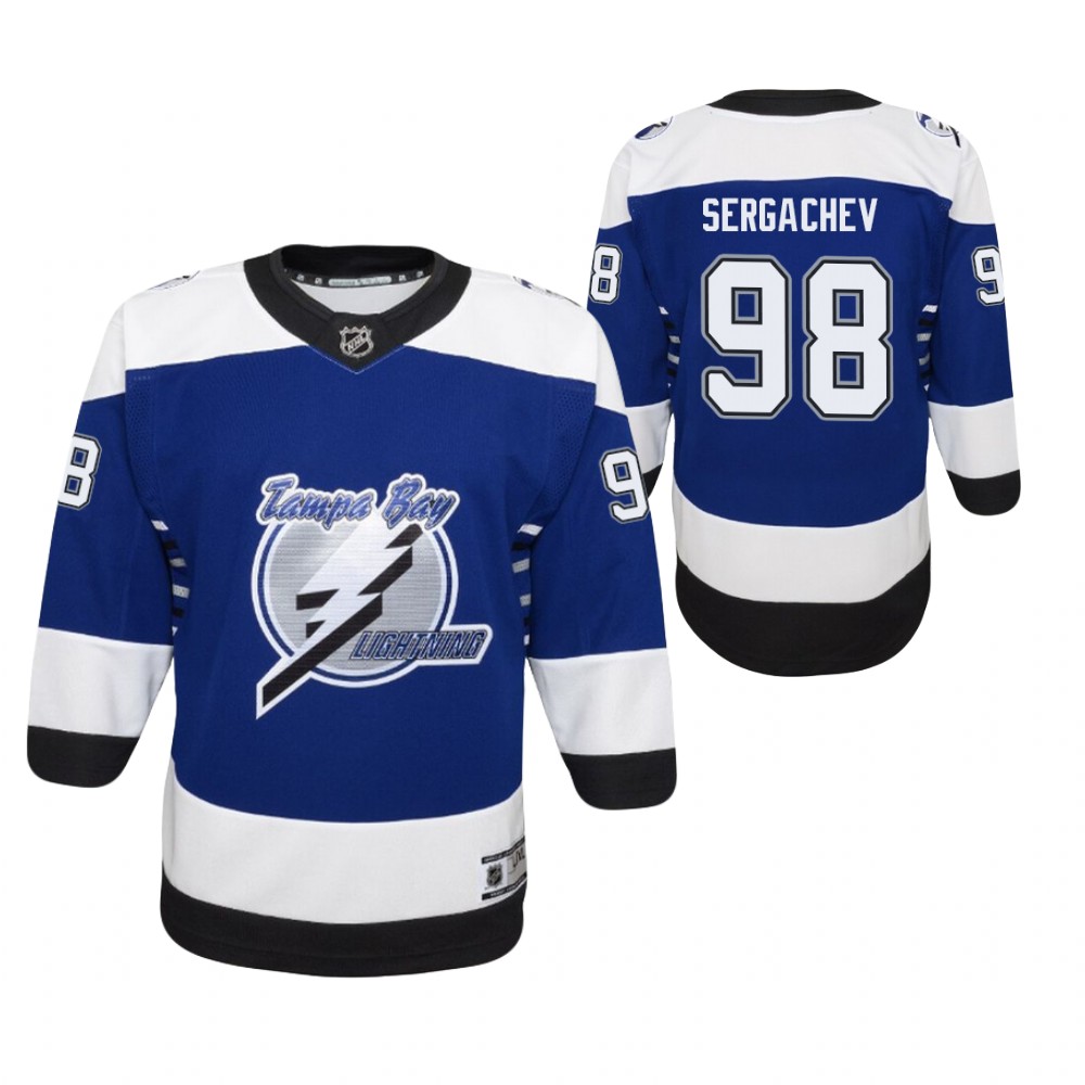 Mikhail Sergachev Tampa Bay Lightning 2021 Reverse Retro Blue Youth Jersey Replica