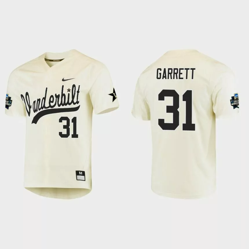 Miles Garrett Vanderbilt Commodores College World Series Baseball Jersey – Cream
