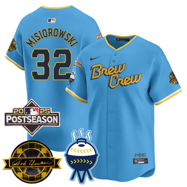 Milwaukee Brewers 2025 Postseason Jersey #32 Jacob Misiorowski