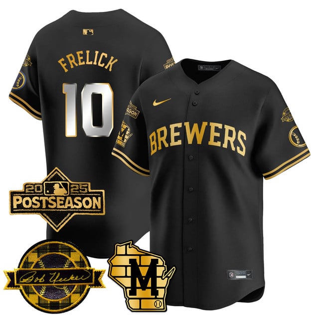 Milwaukee Brewers 2025 Postseason Jersey black #10 Sal Frelick