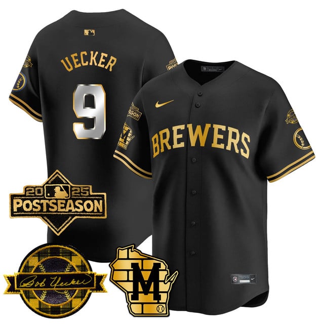 Milwaukee Brewers 2025 Postseason Jersey black #9 Bob Uecker