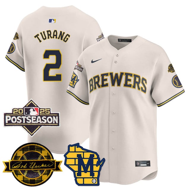 Milwaukee Brewers 2025 Postseason Jersey cream #2 Brice Turang