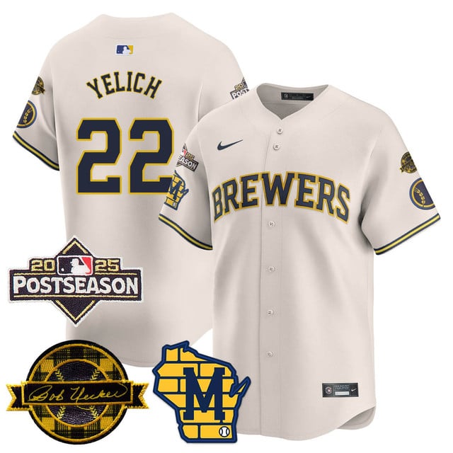 Milwaukee Brewers 2025 Postseason Jersey cream #22 Christian Yelich