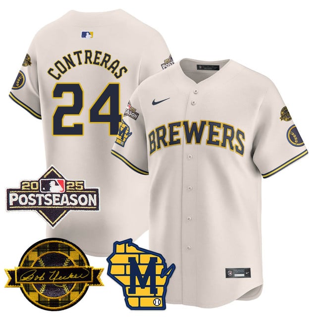 Milwaukee Brewers 2025 Postseason Jersey cream #24 William Contreras