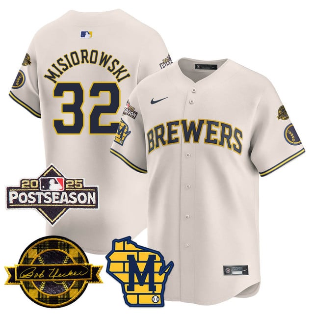Milwaukee Brewers 2025 Postseason Jersey cream #32 Jacob Misiorowski