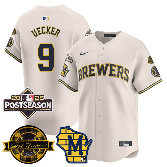 Milwaukee Brewers 2025 Postseason Jersey cream #9 Bob Uecker