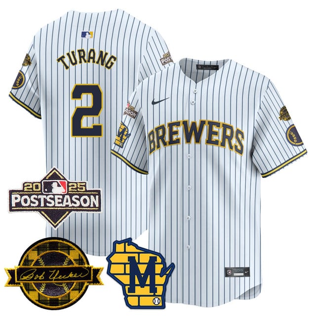 Milwaukee Brewers 2025 Postseason Jersey white #2 Brice Turang