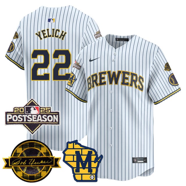 Milwaukee Brewers 2025 Postseason Jersey white #22 Christian Yelich