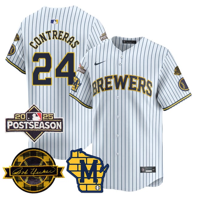 Milwaukee Brewers 2025 Postseason Jersey white #24 William Contreras