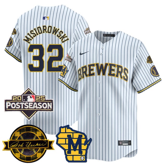 Milwaukee Brewers 2025 Postseason Jersey white #32 Jacob Misiorowski