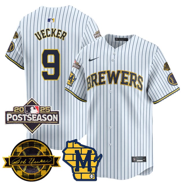 Milwaukee Brewers 2025 Postseason Jersey white #9 Bob Uecker