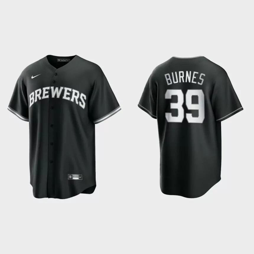 Milwaukee Brewers Corbin Burnes 2021 All Black Fashion Replica Jersey – Black White