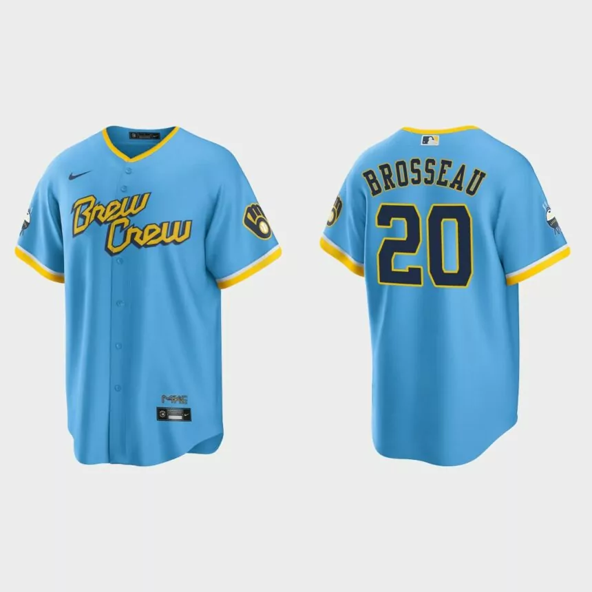 Milwaukee Brewers Mike Brosseau 2022 City Connect Replica Jersey – Powder Blue