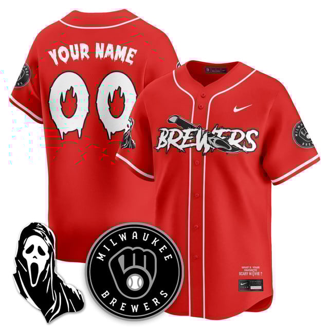 Milwaukee Brewers Scream Ghostface Custom Jersey red
