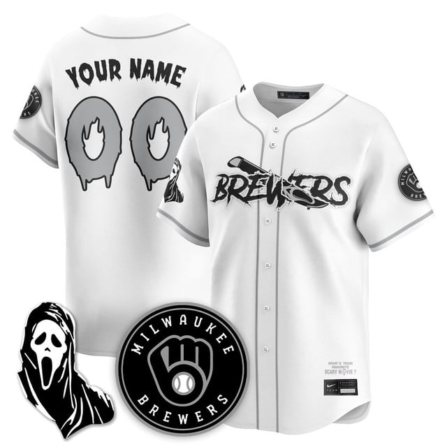 Milwaukee Brewers Scream Ghostface Custom Jersey white