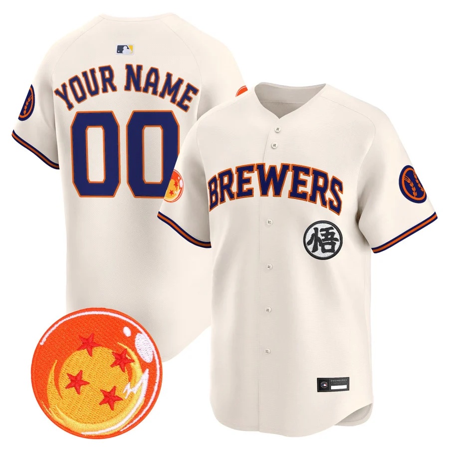 Milwaukee Brewers x Dragon Ball Vapor Premier Limited Custom Jersey CREAM